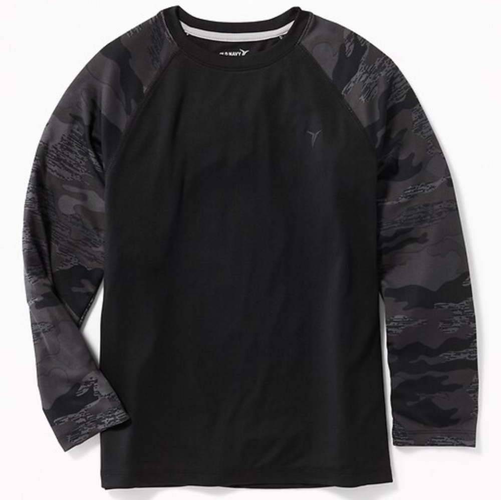 Old Navy Active Black & Camo Colorblock Longsleeve